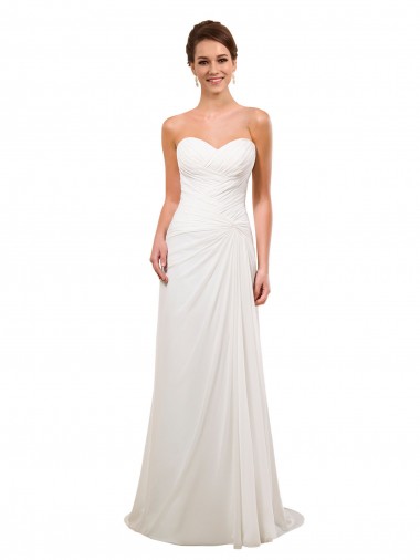 Soft Chiffon Chapel Train Sweetheart Sheath Wedding Gowns Stockport
