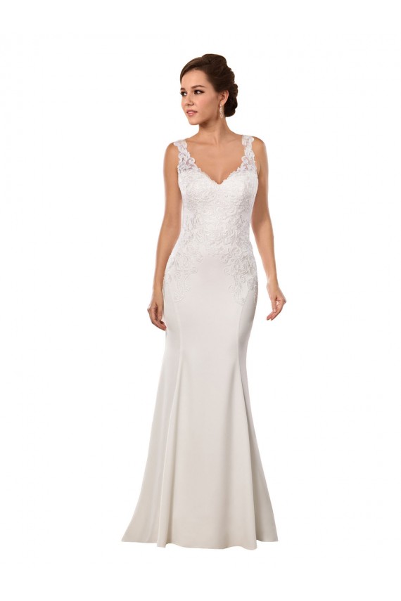 Lace & Stretch Crepe Chapel Train V-Neck Mermaid Sexy Wedding Dress Stockport