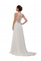 Soft Chiffon Chapel Train Illusion Neck Sheath Wedding Dress Stockport