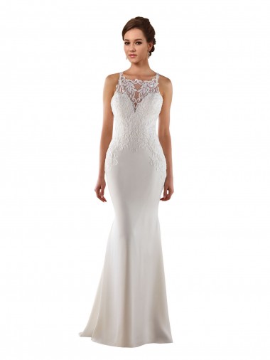 Lace & Stretch Crepe Sweep Train Sweetheart Mermaid Modern Wedding Dress Stockport
