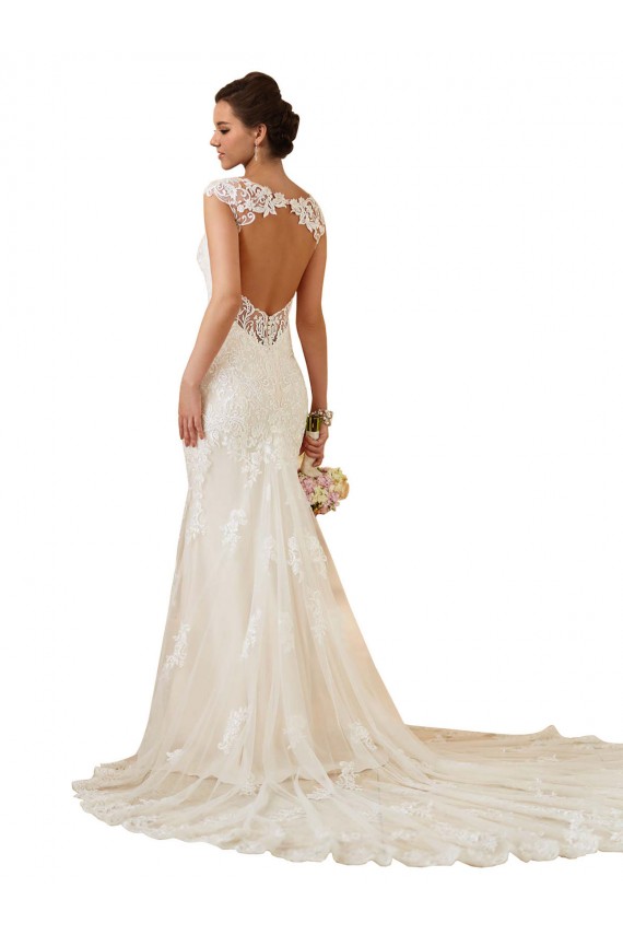 Lace Keyhole Back Chapel Train Sweetheart Mermaid Modern Wedding Dress Stockport