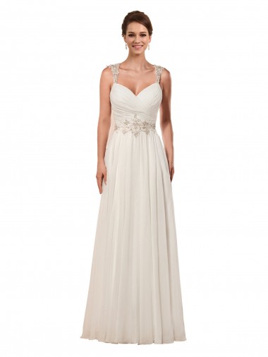 Soft Chiffon Keyhole Back Chapel Train Sweetheart Sheath Wedding Dress Stockport