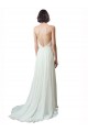 Soft Chiffon & Lace Chapel Train Spaghetti Straps A-Line Beach Wedding Dress Stockport