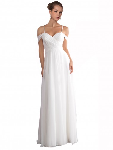Soft Chiffon Sweep Train Off the Shoulder A-Line Beach Wedding Dress Stockport