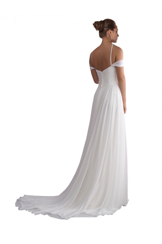 Soft Chiffon Sweep Train Off the Shoulder A-Line Beach Wedding Dress Stockport