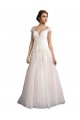 Tulle & Lace Cathedral Train Illusion Neck A-Line Beach Wedding Dress Stockport