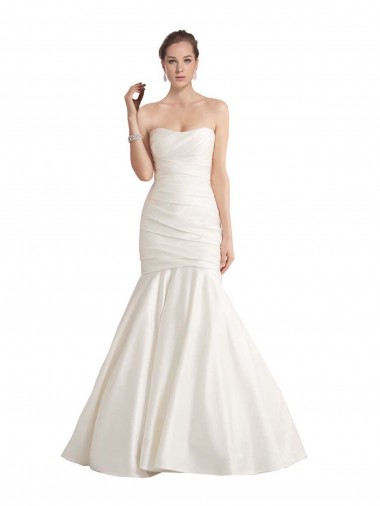 Satin Low Back Chapel Train Strapless Mermaid Beach Wedding Dress Stockport