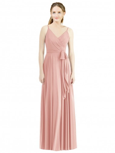 Soft Chiffon Long Spaghetti Straps A-Line Formal Dress / Bridesmaid Dress Stockport