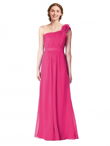 Soft Chiffon Long One Shoulder Azalea A-Line Bridesmaid Gown Stockport
