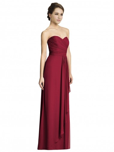 Soft Chiffon Long Sweetheart Burgundy A-Line Formal Dress / Bridesmaid Dress Stockport