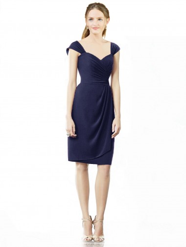 Soft Chiffon Knee Length Sweetheart Sheath Bridesmaid Dress Stockport