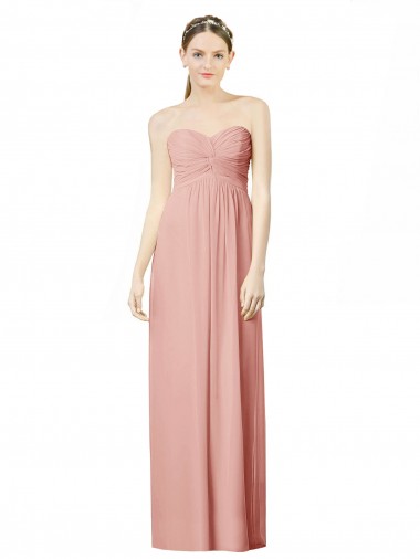 Soft Chiffon Long Sweetheart Bliss Pink A-Line Bridesmaid Dress Stockport