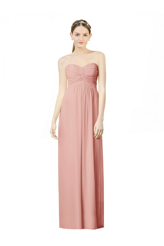 Soft Chiffon Long Sweetheart Bliss Pink A-Line Bridesmaid Dress Stockport