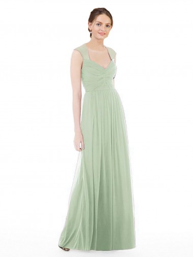 Soft Chiffon Long Sweetheart Sage A-Line Formal Dress / Bridesmaid Dress Stockport