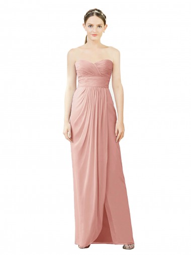 Soft Chiffon Long Sweetheart Bliss Pink A-Line High Low Bridesmaid Dress Stockport