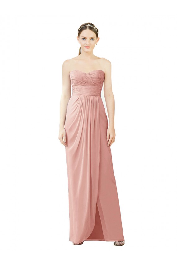Soft Chiffon Long Sweetheart Bliss Pink A-Line High Low Bridesmaid Dress Stockport