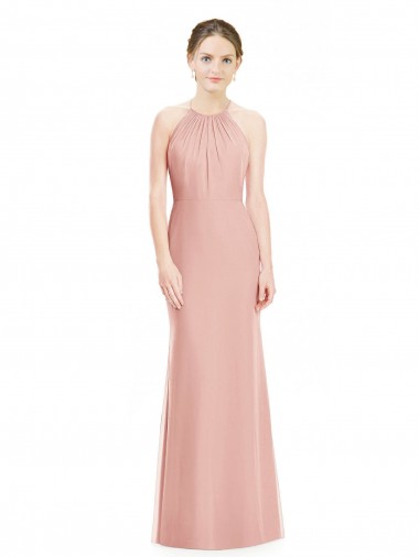 Soft Chiffon Long Halter Neck Mermaid Bridesmaid Dress Stockport