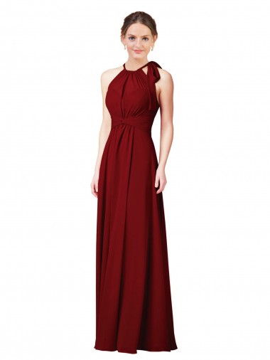 Soft Chiffon Long Halter Neck Sheath Bridesmaid Dress Stockport