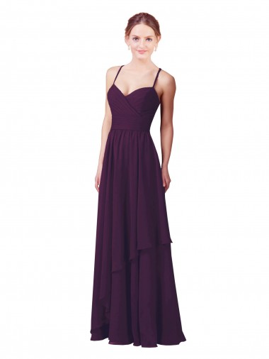 Soft Chiffon Long Sweetheart Grape Sheath Bridesmaid Dress Stockport