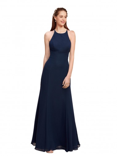 Soft Chiffon Long Halter Neck Mermaid Prom Dress / Bridesmaid Dress Stockport