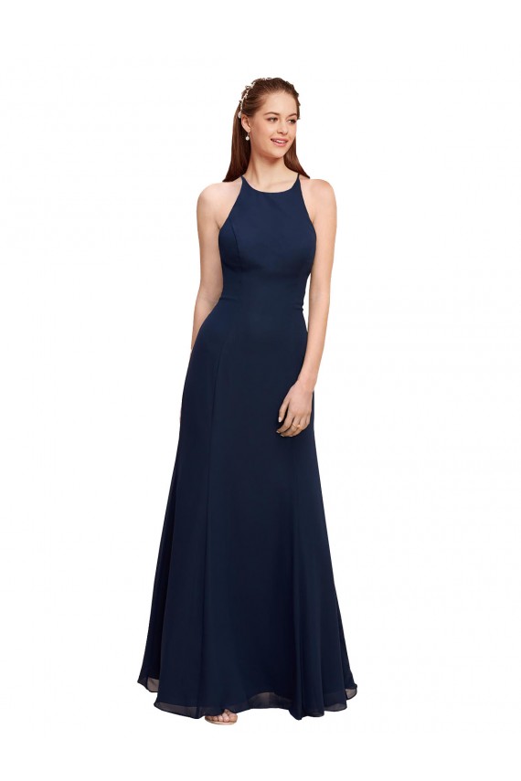 Soft Chiffon Long Halter Neck Mermaid Prom Dress / Bridesmaid Dress Stockport