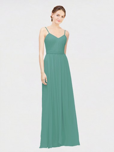 Chiffon Long Spaghetti Straps Icelandic Silver A-Line Bridesmaid Dress / Evening Dress Stockport