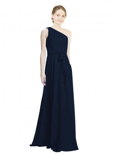 Chiffon Long One Shoulder Dark Navy A-Line Bridesmaid Dress / Evening Dress Stockport
