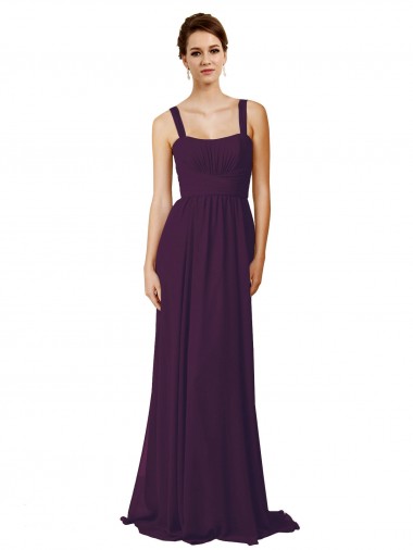 Soft Chiffon Sweep Train Spaghetti Straps A-Line Bridesmaid Dress Stockport