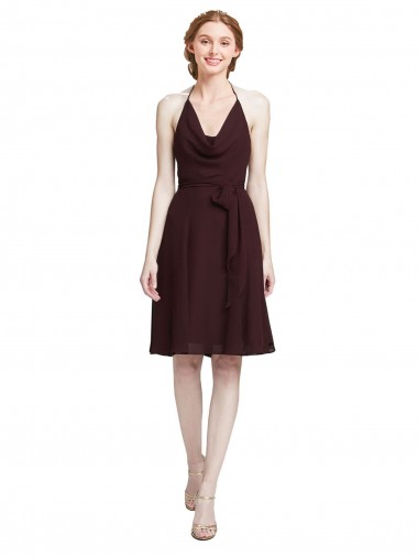 Soft Chiffon Knee Length Spaghetti Straps A-Line Bridesmaid Dress Stockport