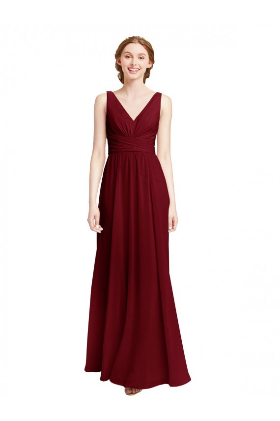 Chiffon Long V-Neck A-Line Bridesmaid Dress / Evening Gowns Stockport