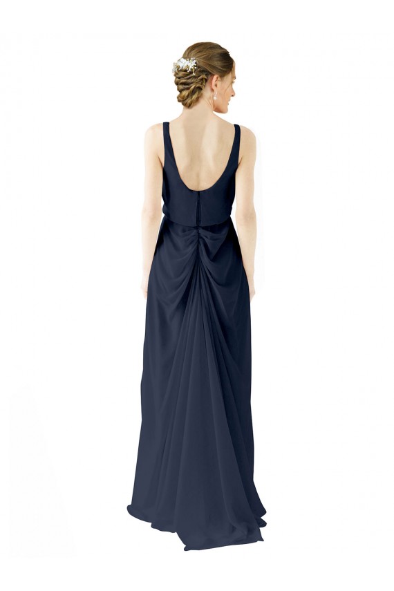 Soft Chiffon Open Back Long Scoop Neck A-Line Bridesmaid Dress Stockport
