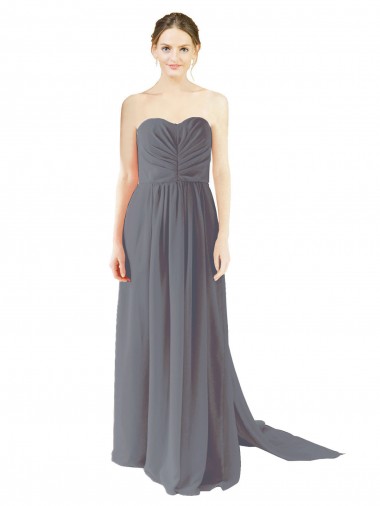 Luxe Chiffon Open Back Long Sweetheart A-Line Bridesmaid Dress / Evening Dress Stockport
