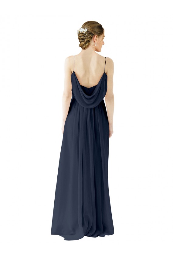 Chiffon Open Back Long Spaghetti straps A-Line Bridesmaid Dress / Evening Gowns Stockport