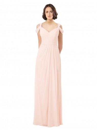 Chiffon Keyhole Back Long Off the Shoulder A-Line Bridesmaid Dress / Evening Dress Stockport