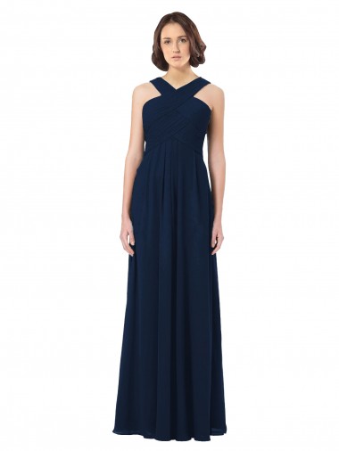 Chiffon Open Back Long Floor Length Off the Shoulder A-Line Bridesmaid Dress Stockport