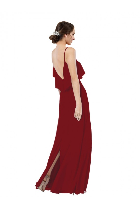 Soft Chiffon V-Back Long Scoop Neck Sheath Bridesmaid Dress Stockport