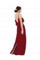 Soft Chiffon V-Back Long Scoop Neck Sheath Bridesmaid Dress Stockport