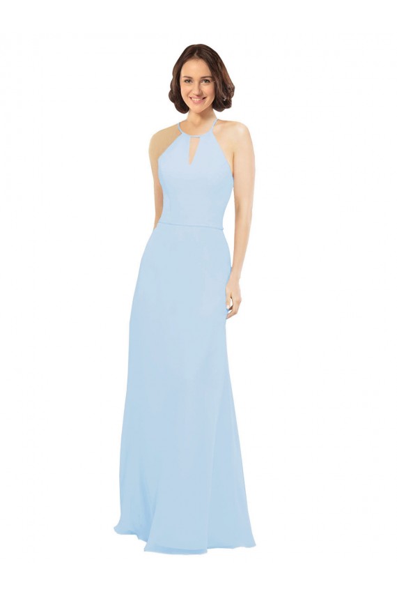 Soft Chiffon Long Halter Neck A-Line Wedding Party Dress Stockport