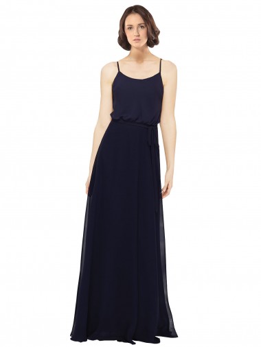 Soft Chiffon Long Scoop Neck Sheath Bridal Party Dress Stockport