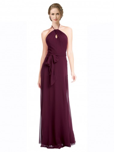 Soft Chiffon Low Back Long Spaghetti Straps A-Line Evening Dress / Bridesmaid Dress Stockport