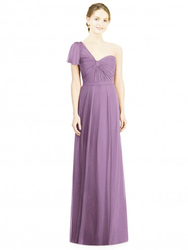 Soft Chiffon Open Back Long One Shoulder A-Line Formal Dress / Bridesmaid Dress Stockport
