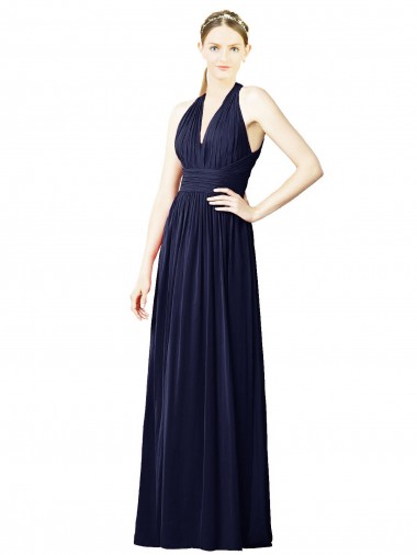 Chiffon Open Back Long Halter Neck A-Line Bridesmaid Dresses Stockport