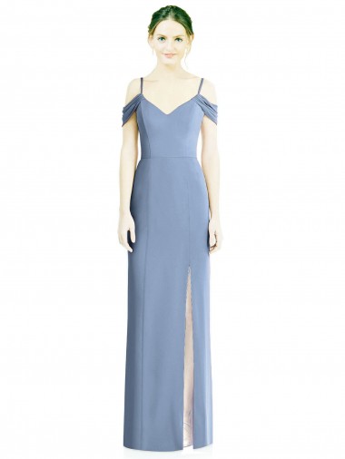 Soft Chiffon Open Back Long Off the Shoulder A-Line Formal Evening Gown / Bridesmaid Dress Stockport