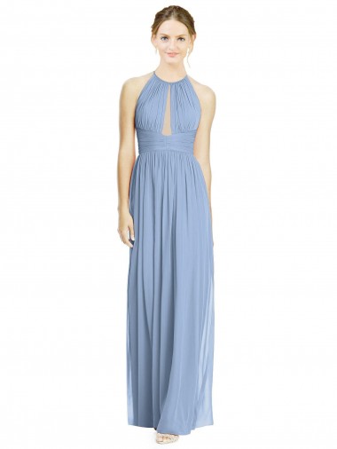Chiffon Long Halter Neck A-Line Wedding Party Dress Stockport