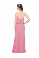 Soft Chiffon Low Back Long Halter Neck Skin Pink A-Line Bridesmaid Dress Stockport