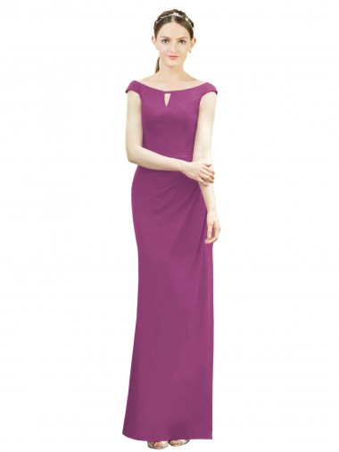 Soft Chiffon Long Boat Neck Wild Berry Mermaid Bridesmaid Dress Stockport