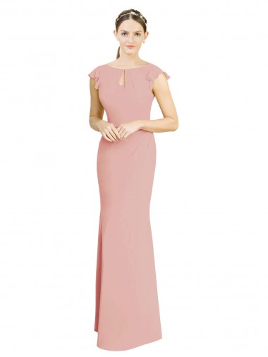 Soft Chiffon Long Boat Neck Mermaid Formal Dress / Bridesmaid Dress Stockport