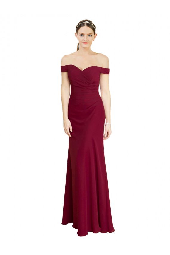Soft Chiffon Long Off the Shoulder Mermaid Black Tie Prom Dress / Bridesmaid Dress Stockport
