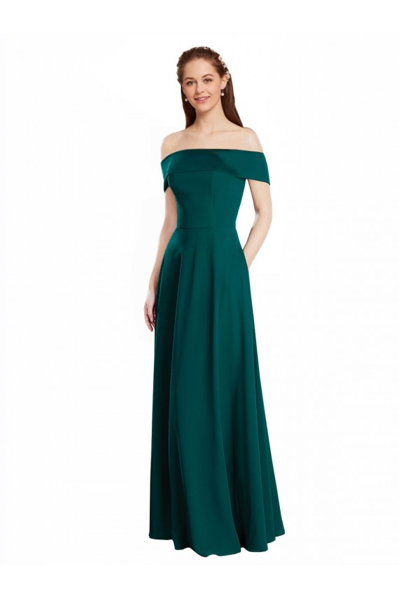 Soft Chiffon Long Off the Shoulder Hunter A-Line Bridesmaid Dress Stockport