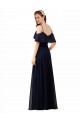 Soft Chiffon Long Off the Shoulder Dark Navy A-Line Bridesmaid Dress Stockport